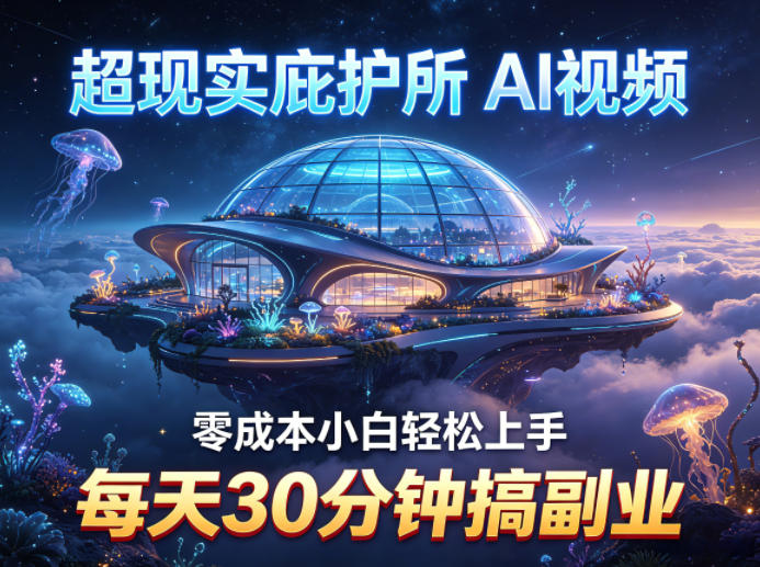 超现实庇护所AI视频项目拆解，零成本小白轻松上手，每天30分钟搞副业-驿想项目网