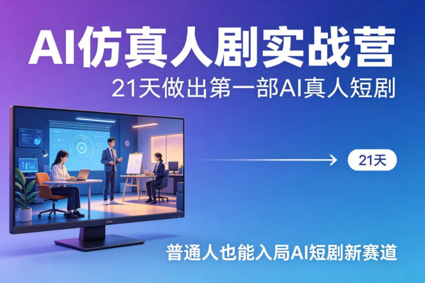 AI仿真人剧实战营，21天做出第一部AI真人短剧，普通人也能入局AI短剧新赛道（更新）-驿想项目网