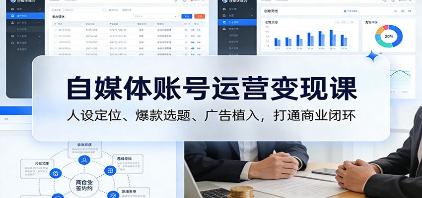 自媒体账号运营变现课：人设定位、爆款选题、广告植入，打通商业闭环-驿想项目网