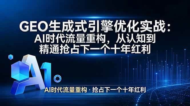 （17708期）GEO 生成式引擎优化实战：AI时代流量重构，从认知到精通抢占下一个十年红利-驿想项目网