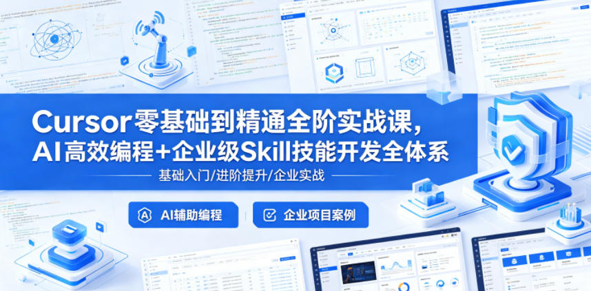 Cursor零基础到精通全阶实战课，AI高效编程+企业级Skill技能开发全体系-驿想项目网