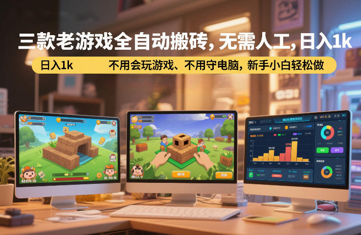 三款老游戏全自动搬砖，无需人工，日入1k，不用会玩游戏、不用守电脑，新手小白轻松做【揭秘】-驿想项目网