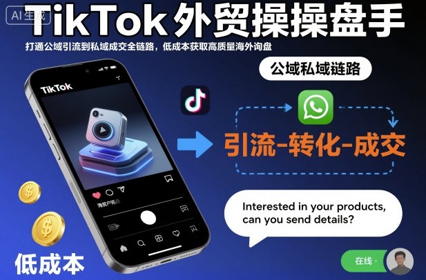 TikTok外贸操盘手,打通公域引流到私域成交全链路,低成本获取高质量海外询盘-驿想项目网