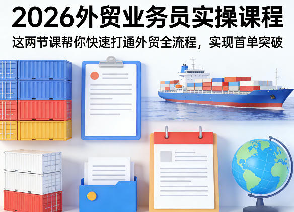2026外贸业务员实操课程，这两节课帮你快速打通外贸全流程，实现首单突破-驿想项目网