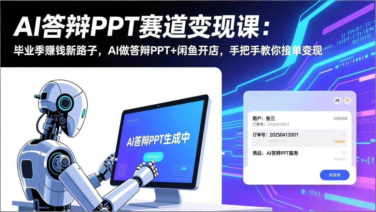（17546期）AI答辩PPT赛道变现课：毕业季赚钱新路子，AI做答辩PPT+闲鱼开店，手把手教你接单变现-驿想项目网