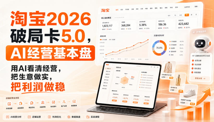 智篆商业-淘宝2026破局卡5.0，AI经营基本盘，用AI看清经营，把生意做实，把利润做稳-驿想项目网