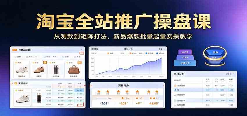 淘宝全站推广操盘课：从测款到矩阵打法，新品爆款批量起量实操教学-驿想项目网
