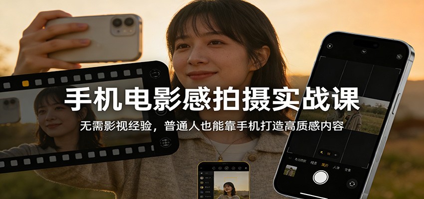 手机电影感拍摄实战课：无需影视经验，普通人也能靠手机打造高质感内容-驿想项目网
