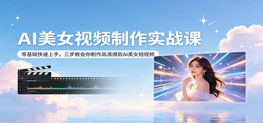 AI美女视频制作实战课：零基础快速上手，三步教会你制作高清爆款AI美女短视频-驿想项目网
