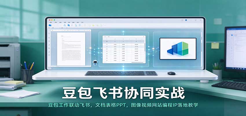 豆包飞书协同实战：豆包工作联动飞书，文档表格PPT，图像视频网站编程IP落地教学-驿想项目网