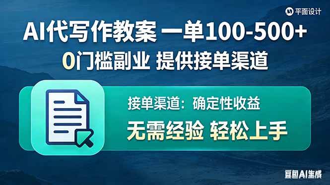 （17538期）AI代写作教案，一单100-500+，提供接单渠道，0门槛副业！-驿想项目网