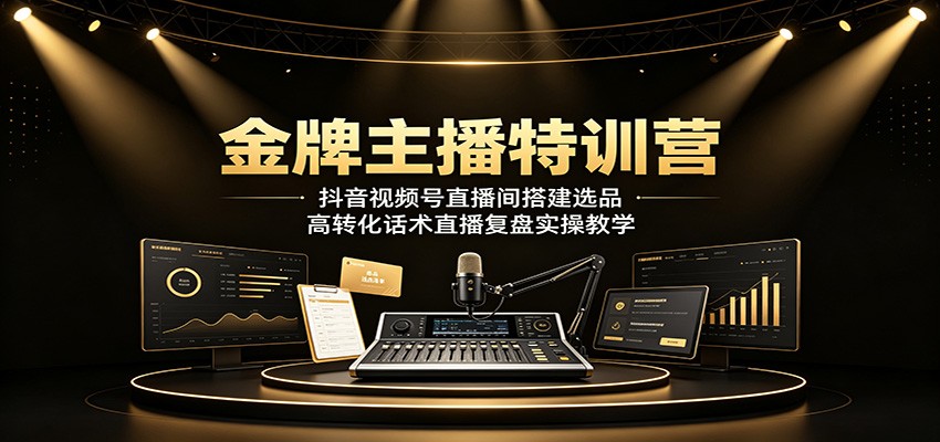 金牌主播特训营：抖音视频号直播间搭建选品，高转化话术直播复盘实操教学-驿想项目网