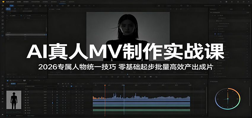 AI真人MV制作实战课：2026专属人物统一技巧，零基础起步批量高效产出成片-驿想项目网