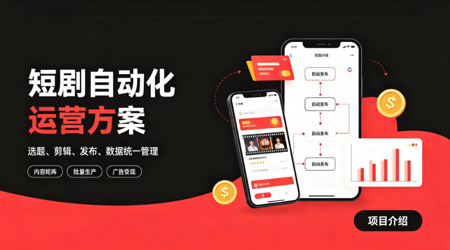 快手全自动短剧矩阵项目｜自动化分发，流量持续变现【揭秘】-驿想项目网
