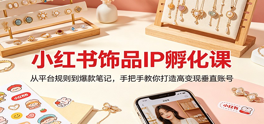 小红书饰品IP孵化课：从平台规则到爆款笔记，手把手教你打造高变现垂直账号-驿想项目网