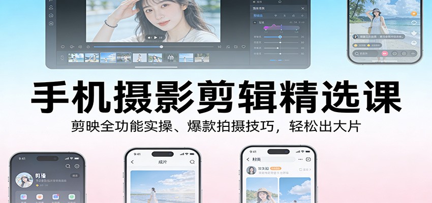 手机摄影剪辑精选课：剪映全功能实操、爆款拍摄技巧，轻松出大片-驿想项目网