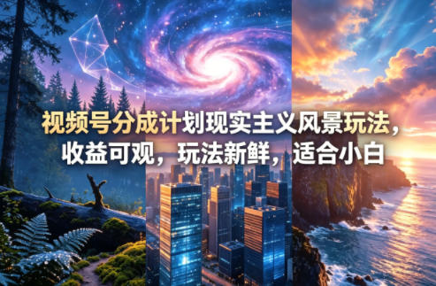 视频号分成计划现实主义风景玩法，收益可观，玩法新鲜，适合小白-驿想项目网