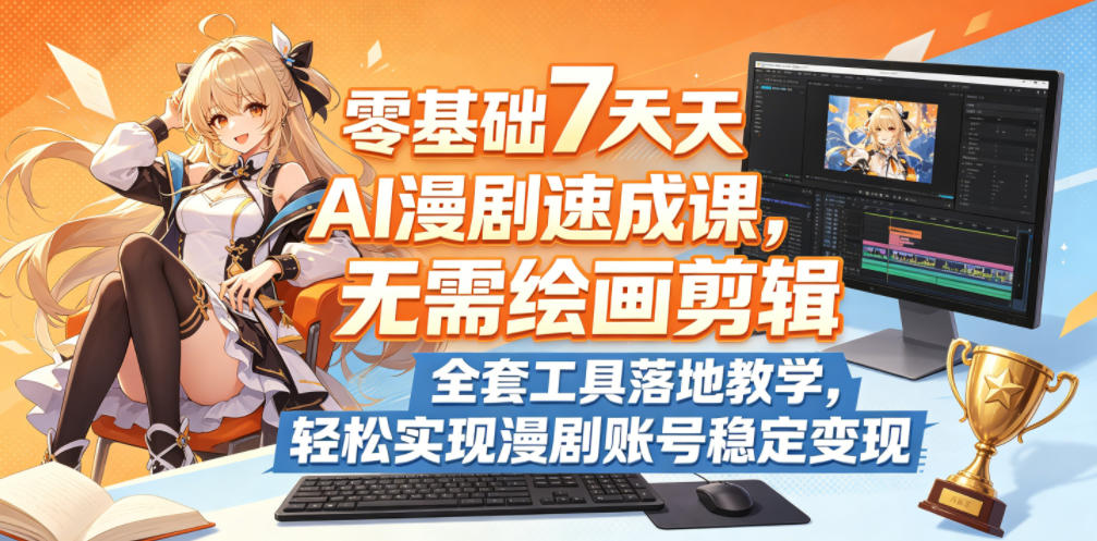 零基础7天AI漫剧速成课，无需绘画剪辑，全套工具落地教学，轻松实现漫剧账号稳定变现-驿想项目网