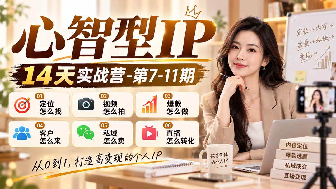 (21066期)【无水印】心智型IP14天实战营-第7-11期:定位怎么找/视频怎么拍/爆款怎么做/客户怎么来/私域怎么卖/直播怎么转化 (21066期)【无水印】心智型IP14天实战营-第7-11期:定位怎么找/视频怎么拍/爆款怎么做/客户怎么来/私域怎么卖/直播怎么转化