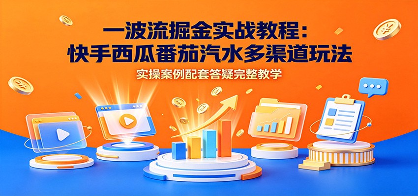 一波流掘金实战教程：快手西瓜番茄汽水多渠道玩法，实操案例配套答疑完整教学-驿想项目网