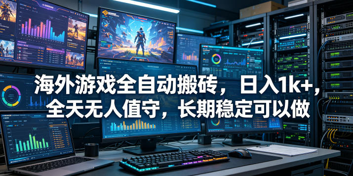海外游戏全自动搬砖项目,日入1k+,全天无人值守,长期稳定可以做【揭秘】-驿想项目网
