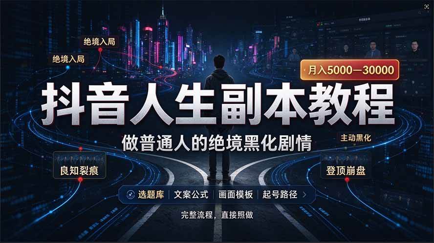 （20734期）抖音爆火AI人生副本赛道，28作品涨粉33万粉丝，看完自己便可产出爆款-驿想项目网