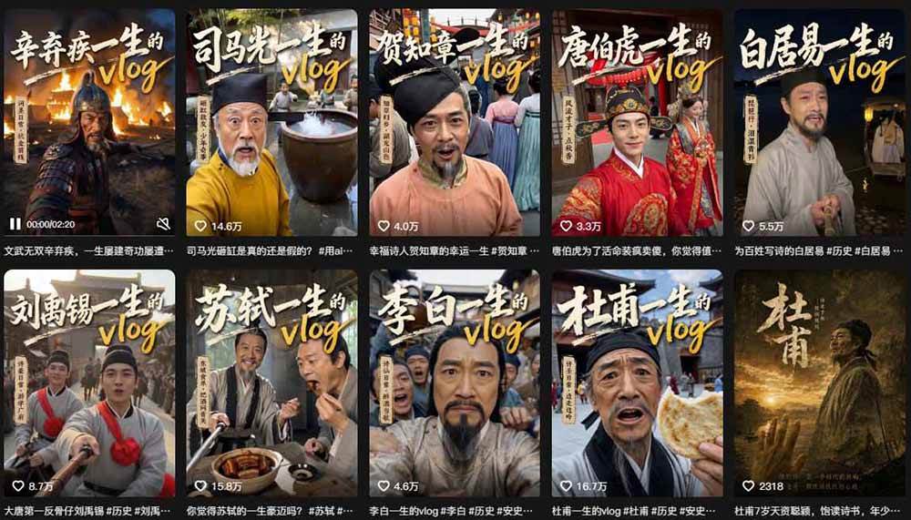 （19758期）历史人物，诗人一生Vlog教学， AI制作丨伙伴计划丨精选收益丨商单收徒 ，新领域红利期，抓紧做