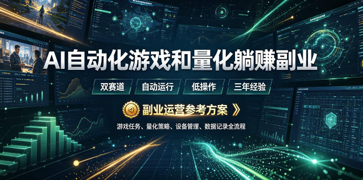 AI自动化游戏和量化躺賺副业：日入几张，稳定运行三年的项目！【揭秘】-驿想项目网