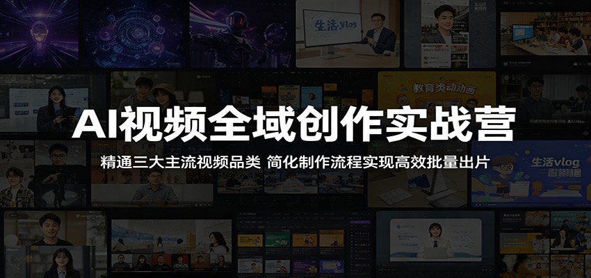 AI视频全域创作实战营：精通三大主流视频品类，简化制作流程实现高效批量出片-驿想项目网