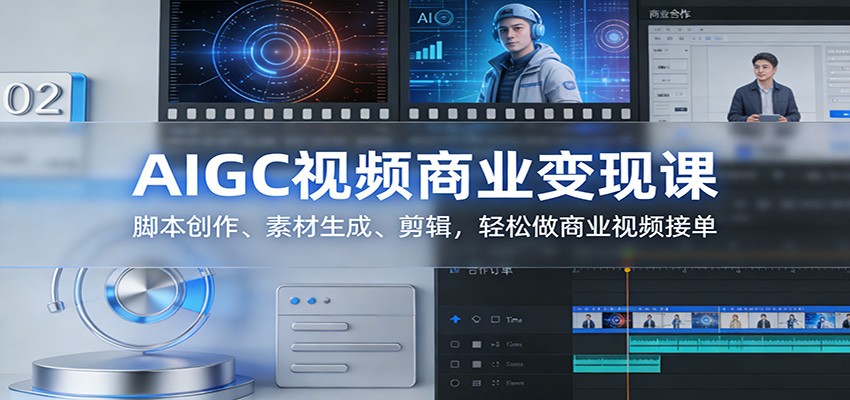 AIGC视频商业变现课：脚本创作、素材生成、剪辑，轻松做商业视频接单-驿想项目网