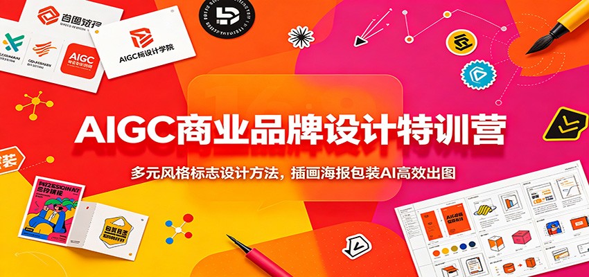AIGC商业品牌设计特训营：多元风格标志设计方法，插画海报包装AI高效出图-驿想项目网