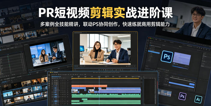 PR短视频剪辑实战进阶课，多案例全技能精讲，联动PS协同创作，快速练就商用剪辑能力-驿想项目网