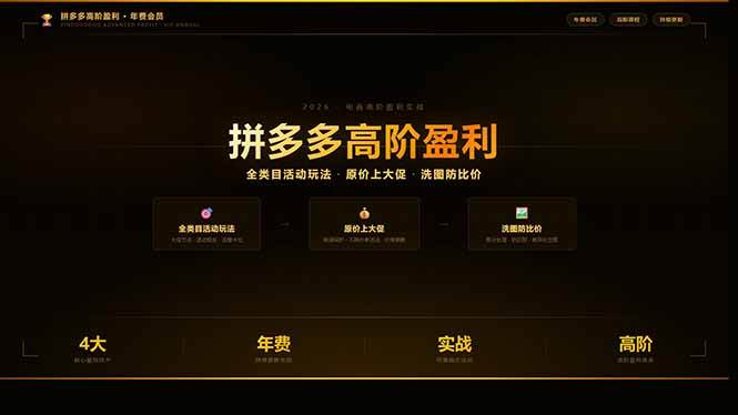 （17779期）拼多多高阶盈利年费会员：全类目活动玩法、原价上大促、洗图防比价等核心盈利技术(更新26年3月)-驿想项目网