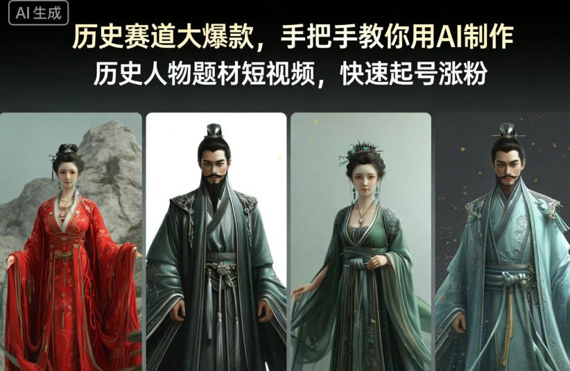 历史赛道大爆款,手把手教你用AI制作历史人物题材短视频,快速起号涨粉-驿想项目网