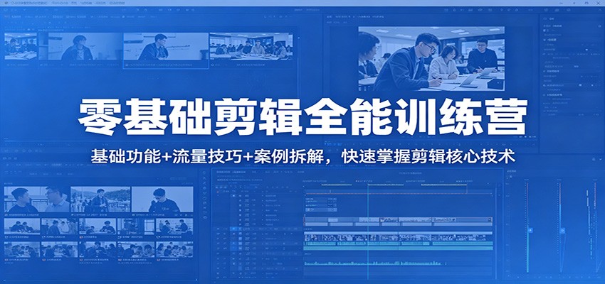 零基础剪辑全能训练营：基础功能+流量技巧+案例拆解，快速掌握剪辑核心技术-驿想项目网