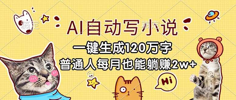 （17025期）AI自动写小说，一键生成120万字，普通人每月也能躺赚2w+-驿想项目网