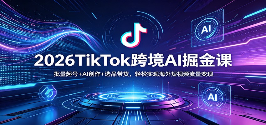 2026TikTok跨境AI掘金课：批量起号+AI创作+选品带货，轻松实现海外短视频流量变现-驿想项目网