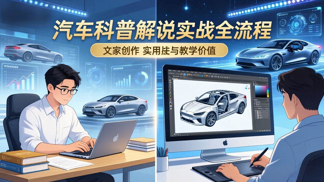 （17665期）抖音汽车科普解说实战：文案+动画+画面处理+去水印全流程，打造专业汽车科普视频-驿想项目网