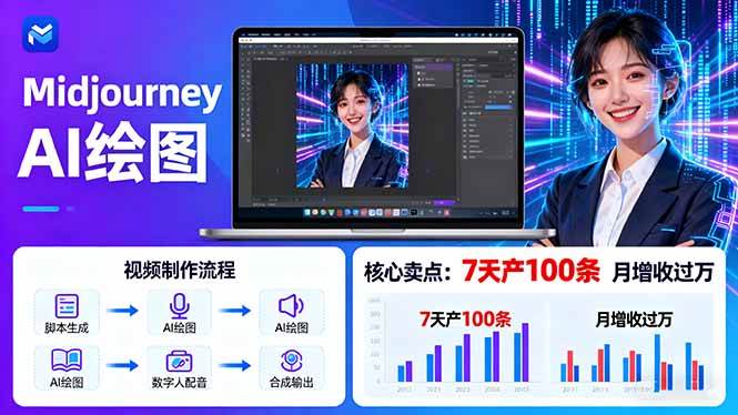 （16049期）AI绘图照片开口说话视频制作：Midjourney+数字人，7天产100条月增收过万-驿想项目网