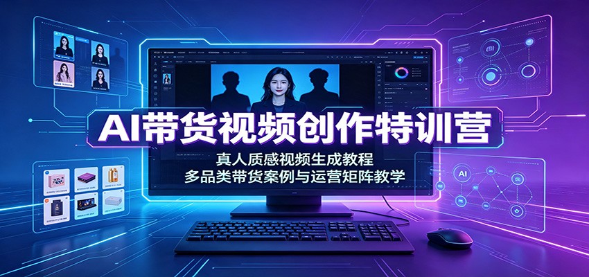 AI带货视频创作特训营:真人质感视频生成教程,多品类带货案例与运营矩阵教学-驿想项目网