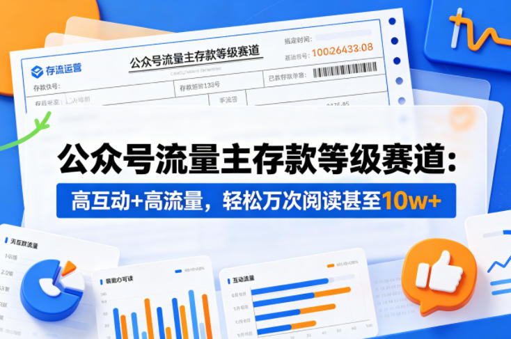 公众号流量主之存款等级赛道，高互动+高流量，轻松达到万次阅读，甚至10w+-驿想项目网