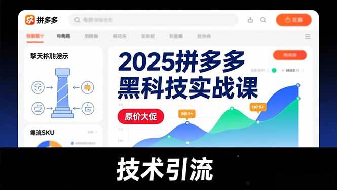 （16977期）2025拼多多黑科技实战课，擎天柱玩法、爆流SKU、原价大促，技术引流，单店日销轻松破千单-驿想项目网