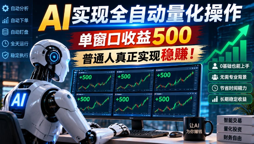 AI实现全自动量化，单窗口月入收益500，别嫌收益少，靠谱最重要！-驿想项目网