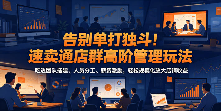 告别单打独斗！速卖通店群高阶管理玩法，吃透团队搭建、人员分工、薪资激励，轻松规模化放大店铺收益-驿想项目网