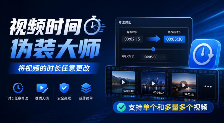 视频时间伪装大师，将视频的时长任意更改，支持单个和多量多个视频-驿想项目网