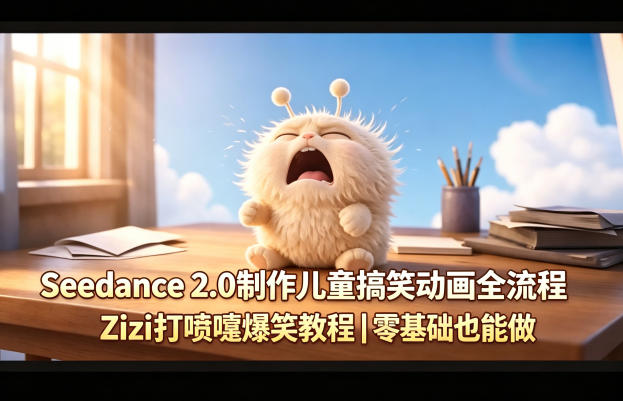 Seedance 2.0制作儿童搞笑动画全流程Zizi打喷嚏爆笑教程｜零基础也能做-驿想项目网