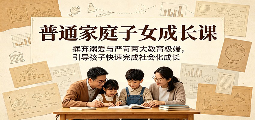 普通家庭子女成长课：摒弃溺爱与严苛两大教育极端，引导孩子快速完成社会化成长-驿想项目网
