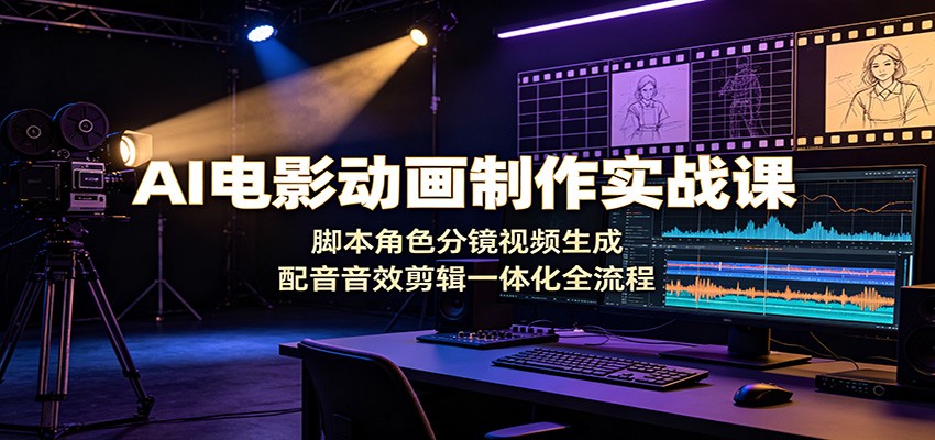 AI电影动画制作实战课：脚本角色分镜视频生成，配音音效剪辑一体化全流程-驿想项目网