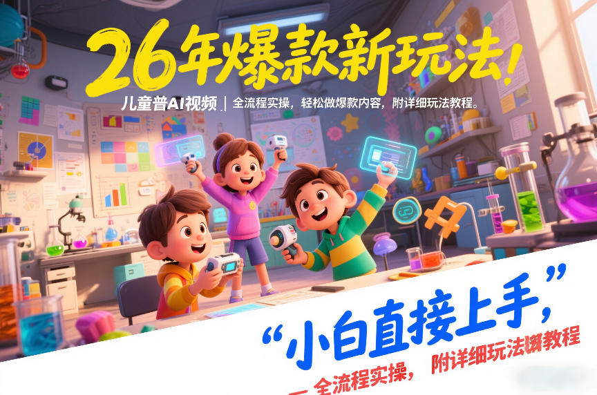 26年爆款新玩法，儿童科普AI视频，全流程实操，轻松做爆款内容，小白直接上手，附详细玩法教程-驿想项目网