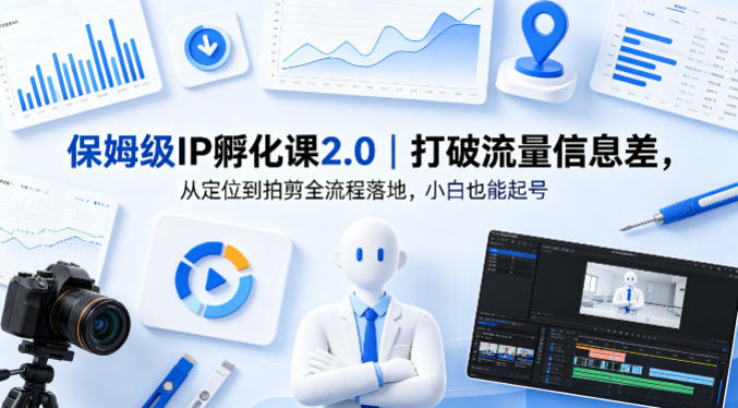 保姆级IP孵化课2.0｜打破流量信息差，从定位到拍剪全流程落地，小白也能起号-驿想项目网